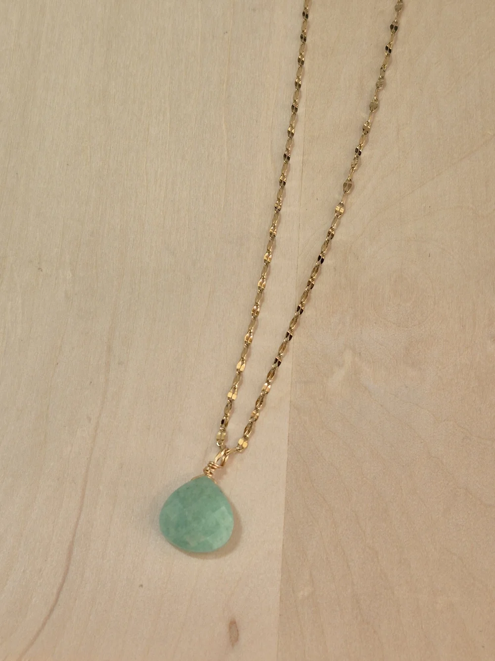 🩵💛NEW🩵💛 BEAUTIFUL!! SS Natural Stone Wire Wrapped Faceted AMAZONITE Necklace